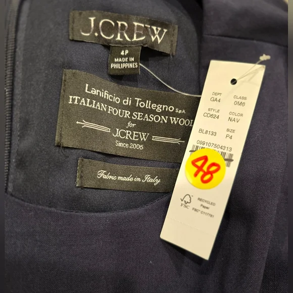 NWT J.Crew Petite new Resume dress in Italian wool blend P6 navy - Picture 4 of 10